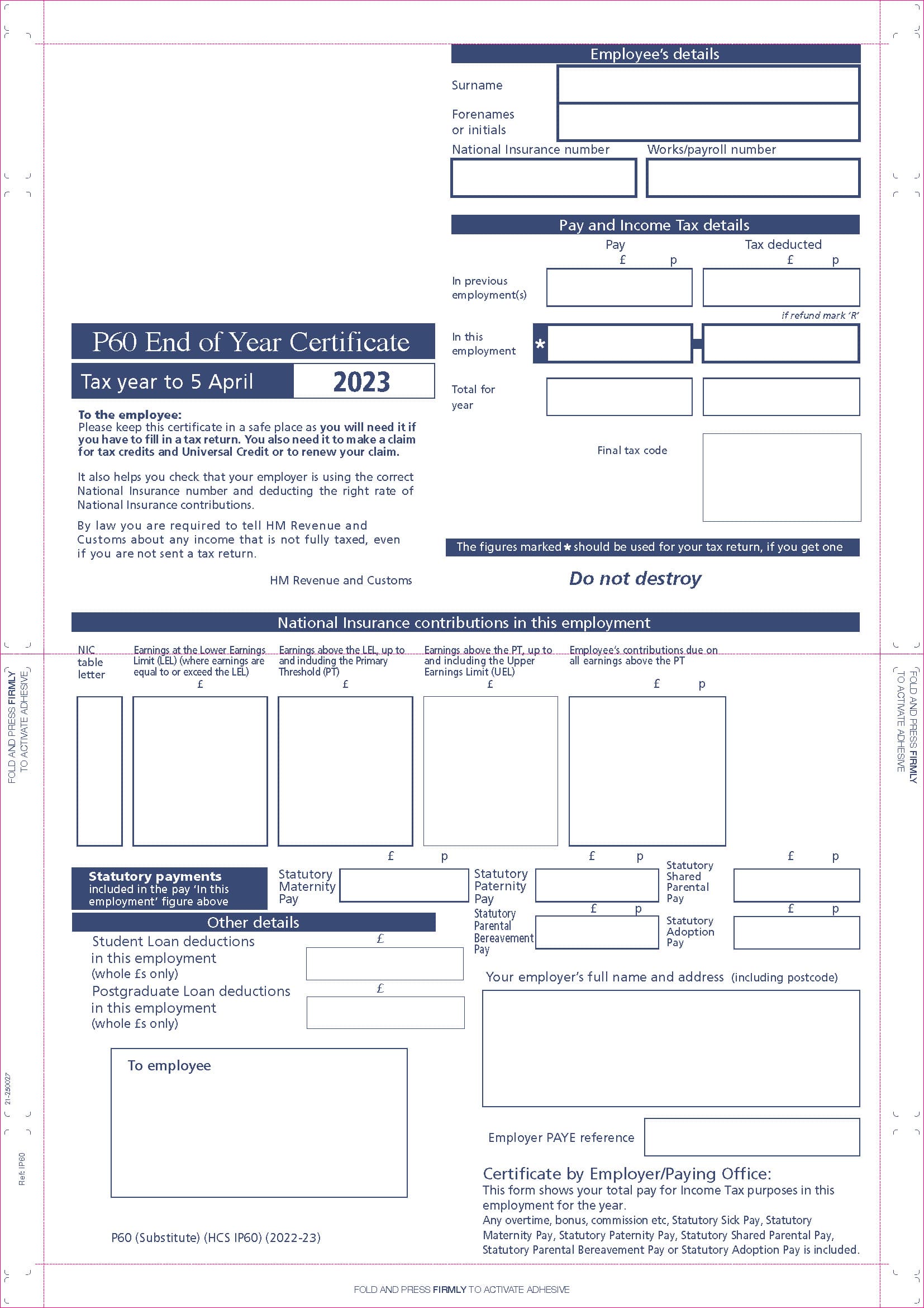 SELF SEAL IRIS P60 - single part security laser mailer - 2023